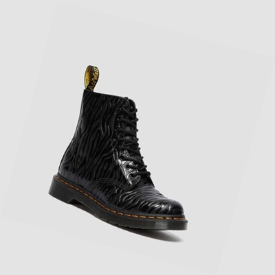 Dr Martens 1460 Pascal Zebra Emboss Snørestøvletter Dame Svarte | 315628MVY