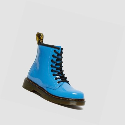 Dr Martens 1460 Patent Junior Snørestøvletter Barn Blå | 251847ERT