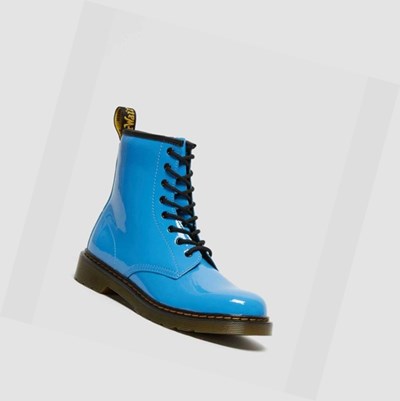 Dr Martens 1460 Patent Youth Snørestøvletter Barn Blå | 512069VLP