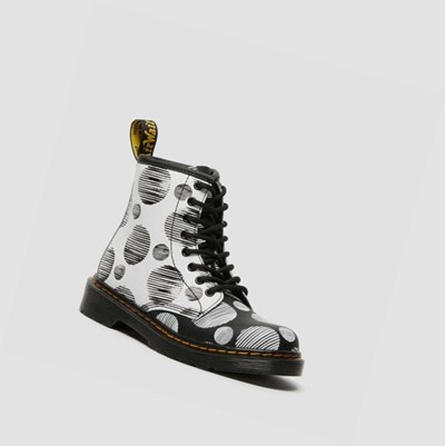 Dr Martens 1460 Polka Dot Junior Snørestøvletter Barn Svarte | 053168ZUA