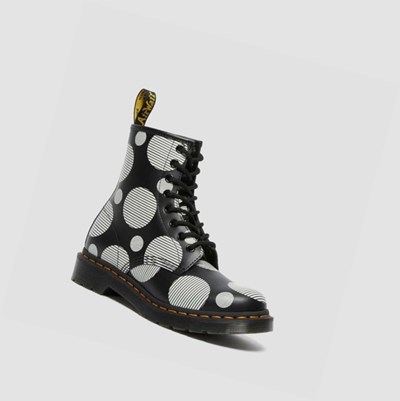 Dr Martens 1460 Polka Dot Smooth Snørestøvletter Dame Svarte | 960825FPT