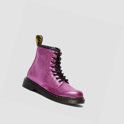 Dr Martens 1460 Reptile Emboss Junior Snørestøvletter Barn Rosa | 504297PBX