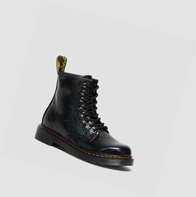 Dr Martens 1460 Reptile Emboss Junior Snørestøvletter Barn Svarte | 531728GKZ
