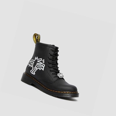 Dr Martens Keith Haring 1460 Junior Snørestøvletter Barn Svarte Hvite | 405871ZUM