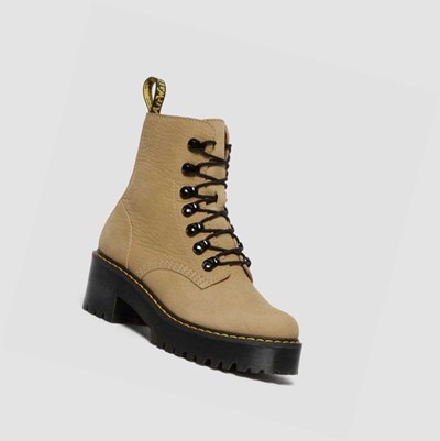 Dr Martens Leona Nubuck Snørestøvletter Dame Brune | 953602OIX