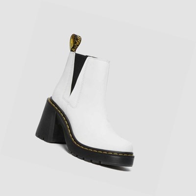 Dr Martens Spence Flared Heel Chelsea Støvler Dame Hvite | 403256RJI